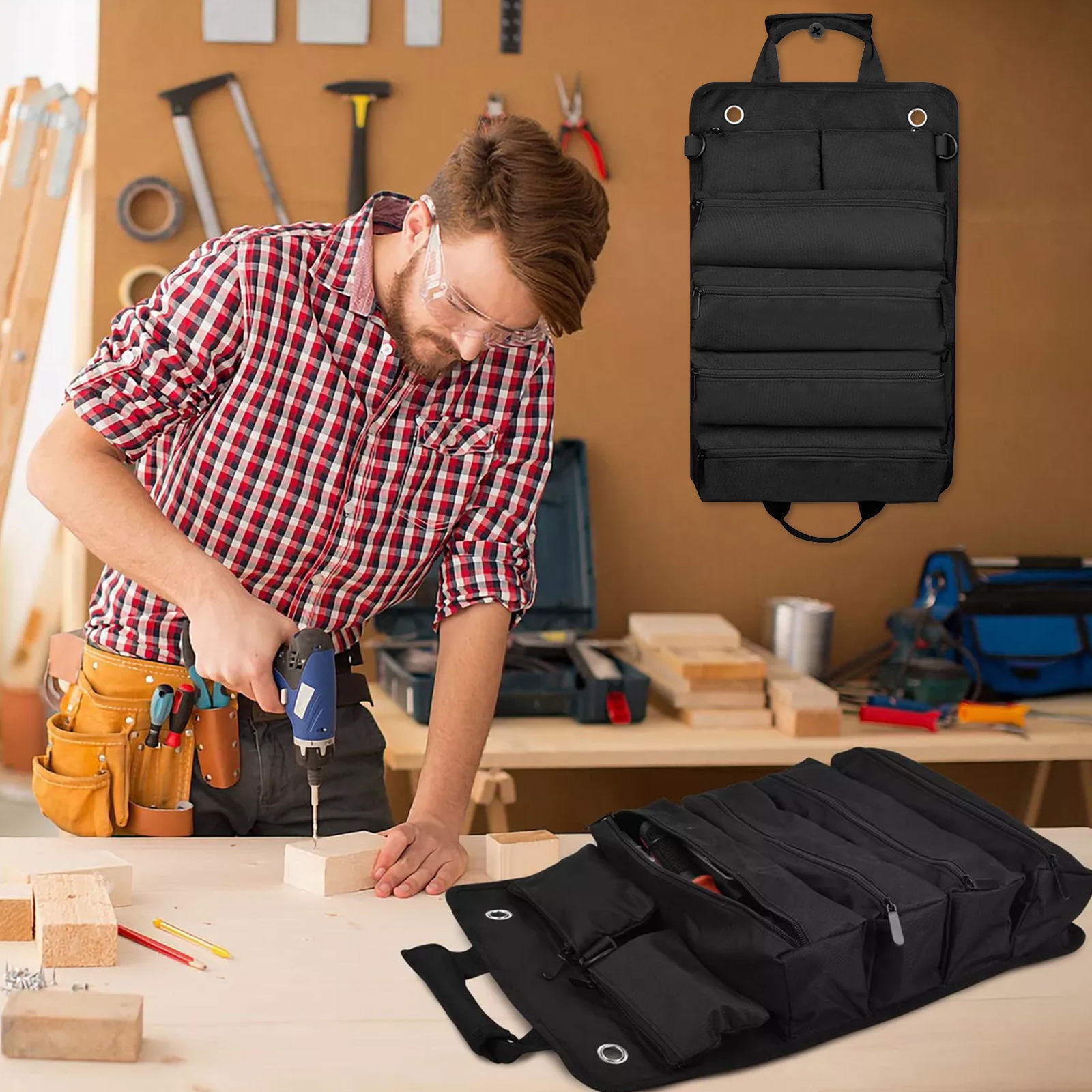 WHAMVOX Roll Up Tool Bag Hand Tools Organizer Automotive Tools - Main Image