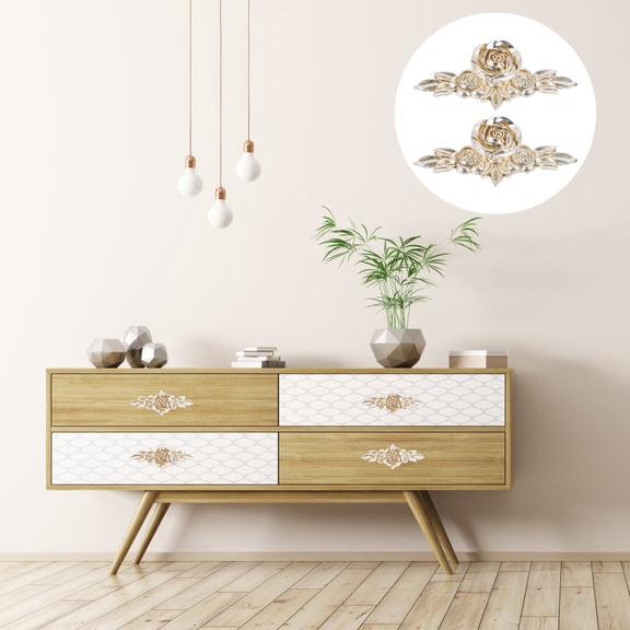 WHAMVOX Rose Decorative Zinc Alloy for Furniture in Silver 2Pcs