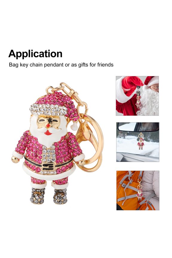 Rosy Santa Claus Keychain with Highquality Alloy Material and Rhinestone Reflective Effect for Keys 1 Pc