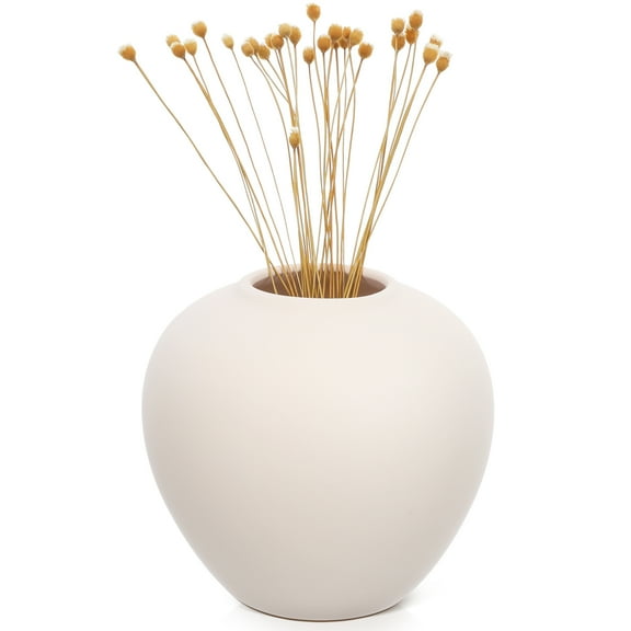 WHAMVOX Round Vase Ceramic Vase Artistic Vase Child 12.00X12.00X10.50CM Beige