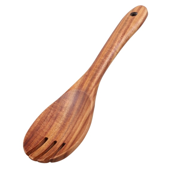 Luxshiny Wooden Kitchen Utensils Salad Fork Long Handle Smooth Surface for Home Use