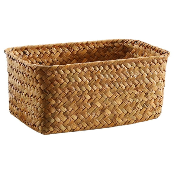 WHAMVOX Seagrass Basket Woven Rectangular Organizer Box Hand Woven Sundry Organizer