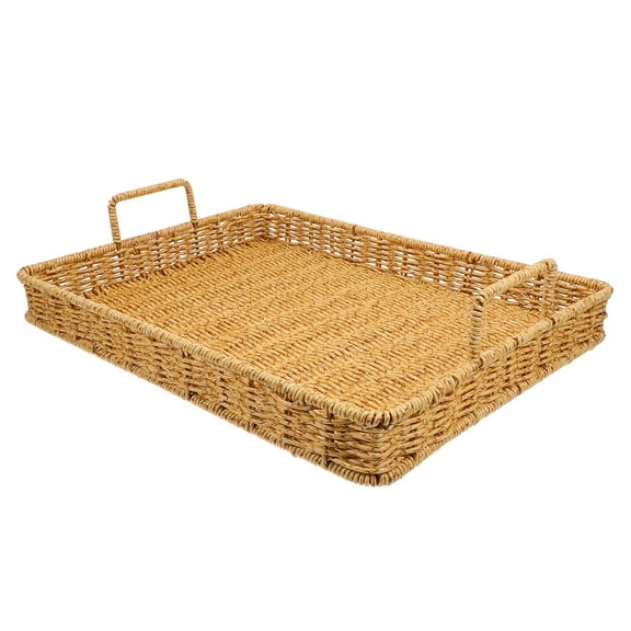 WHAMVOX Seagrass Bread Tray Rattan Sundries Holder Woven Plate