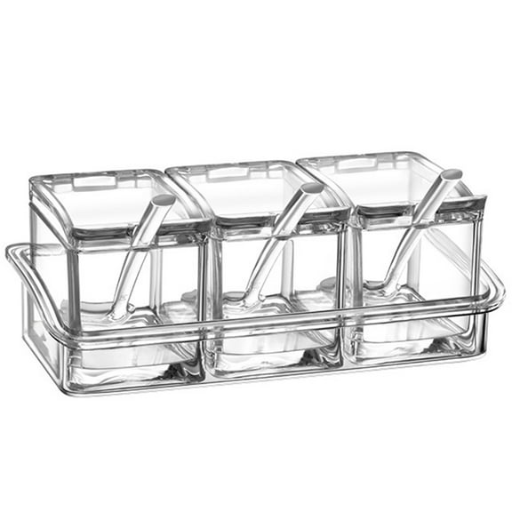 WHAMVOX Seasoning Jar Set Condiment Dispenser Pot Jars with Lid Tray