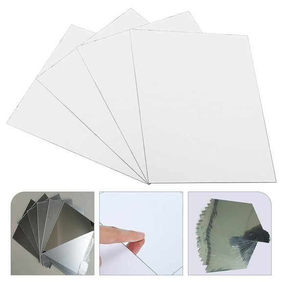WHAMVOX Self Adhesive Mirror Tiles for Wall Decor Acrylic Silver Frameless Bathrooms Bedrooms 4 Pieces