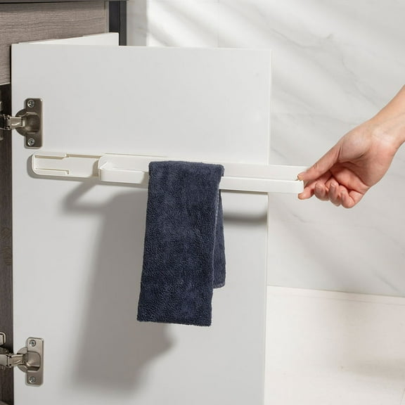 WHAMVOX Self Adhesive Towel Bar No Drill Hand Towel Hanger  Adhesive Hook Self Adhesive Towel Holder Modern Towel Hook Bathroom Towel Rack White