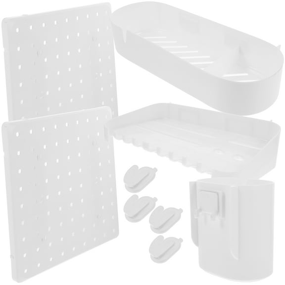 WHAMVOX Self-adhesive Wall Pegboard Organizer Boards Work Office White