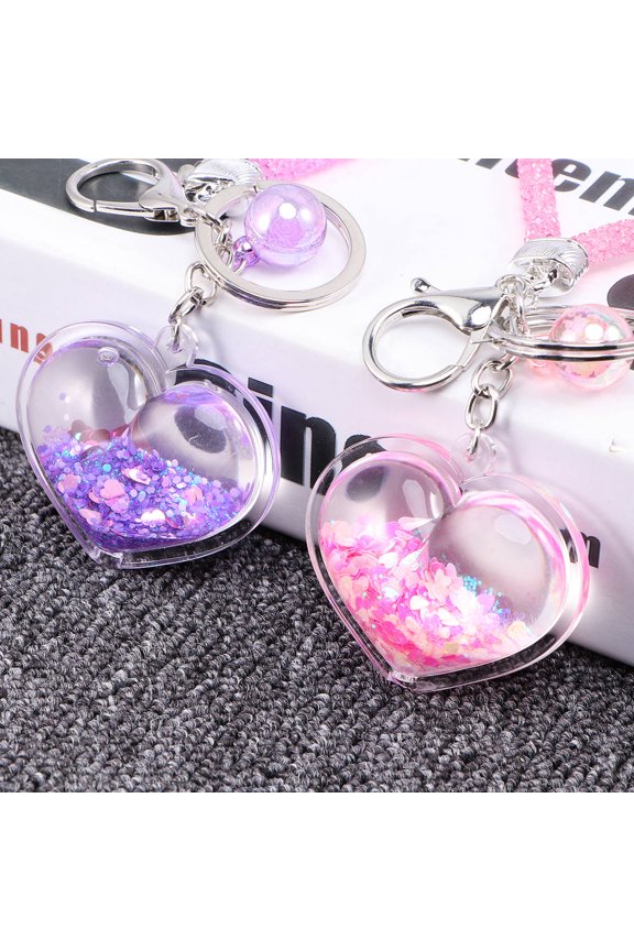 Sequins Keychain with Shiny Pendants for Hanging Keys Made of Durable Acrylic and Alloy 2pcs Assorted Color