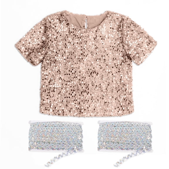 WHAMVOX Sequins Lace Trim 2Pcs for Women Artists Diy Stage Clothes Accessories 1.5cm Width 1300cm Length
