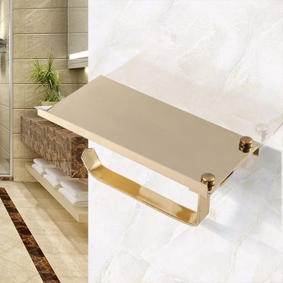 LITINKIMI Stainless Steel Toilet Paper Holder Shelf in Golden Finish, 1 Pack Tissue Dispenser for Bathroom