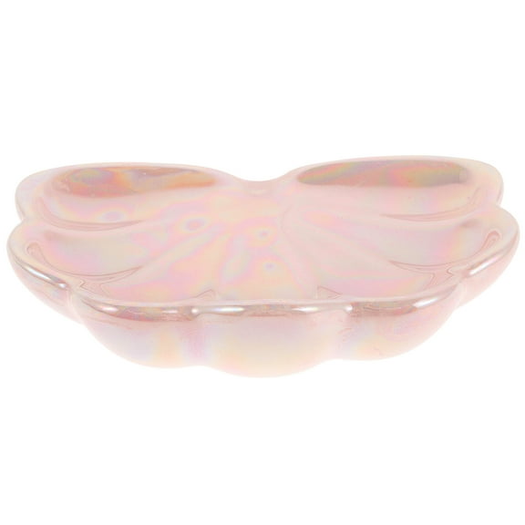 ROMANSENTIAL Ceramic Tray Soap Dish Kitchen Organizer Pink 1Set Shell Shape Design