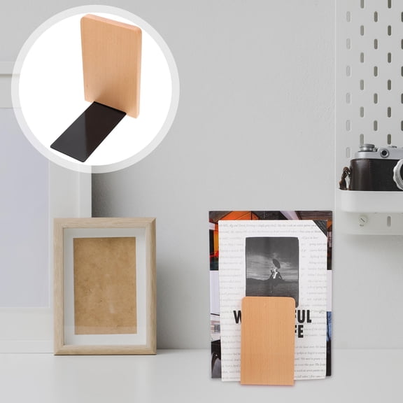 WHAMVOX  Shelves Book Rack Wooden Bookend Holder Office Decoration Student