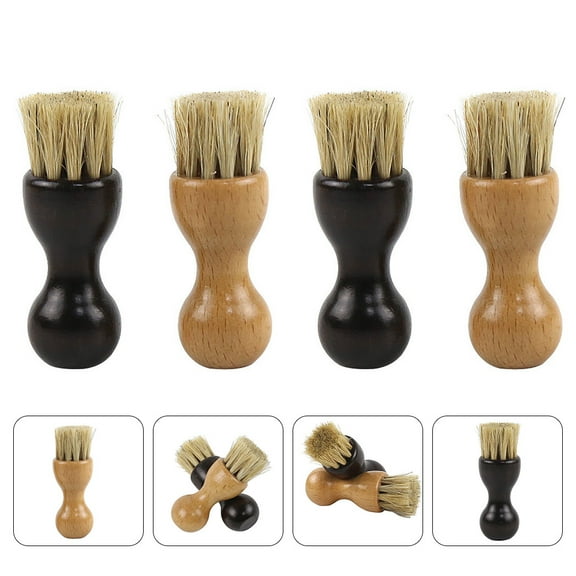 WHAMVOX Shoes Polishing Brush 4Pcs Wood Bristles for Shoe Use