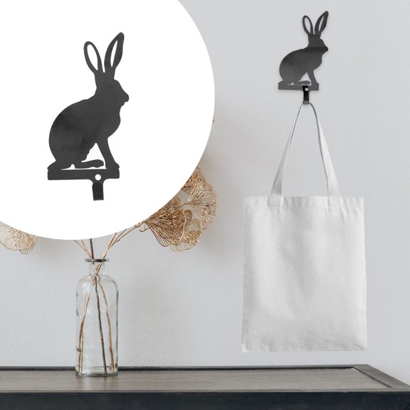 WHAMVOX Shower Theme Rabbit Hook Smooth Surface Hook 12x6cm Black