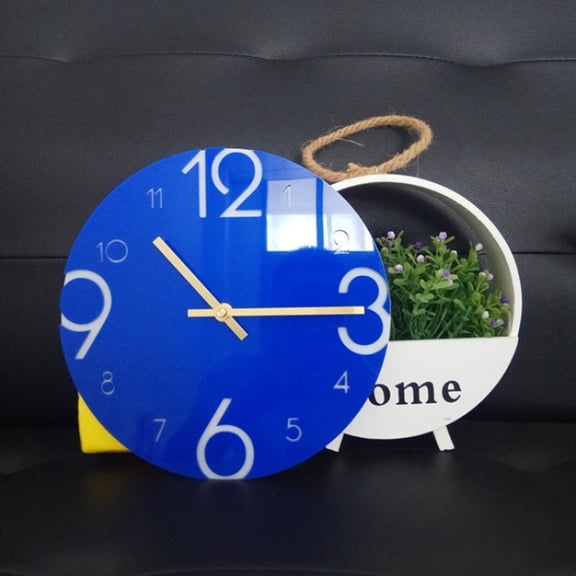 WHAMVOX Silent Blue Acrylic Wall Clock with Numerals for Home and Office Decor 10.0 inches