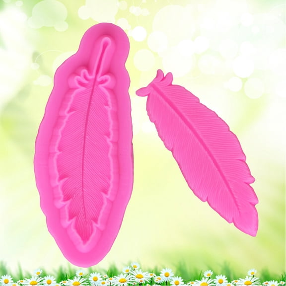 ROMANSENTIAL Eco Friendly Pink Silicone Feather Shape Mold for Fondant Cake Chocolate DIY Baking