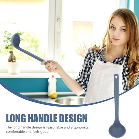 WHAMVOX Silicone Soup Spoon with Ergonomic Handle, Nonstick Cooking Utensil for Kitchen, and Practical Serving Spoon