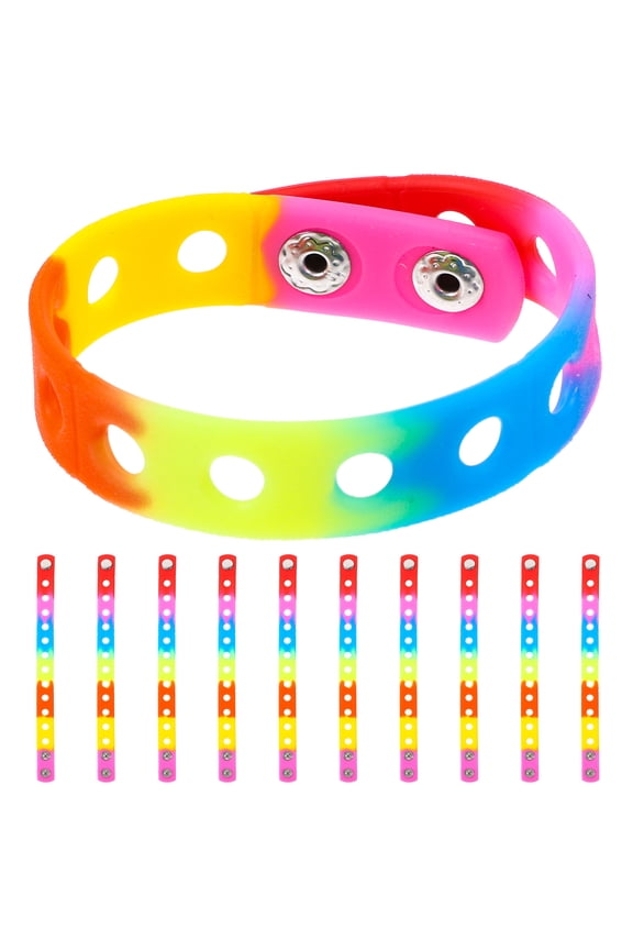 Sports Style Silicone Bracelets Colorful Women Birthdays 10Pcs 8.3X0.6X0.1In