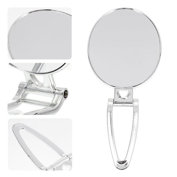 WHAMVOX Silver ABS Double-sided Foldable Makeup Mirror for Home with Elegant Design and Stable Base 7.87