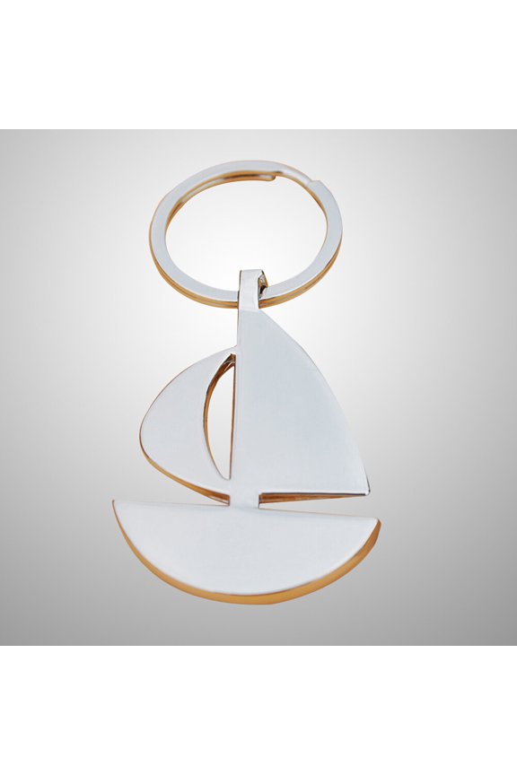 Silver Metal Key Chain Set with Sailing Boat Design for Key Storage Lightweight and Compact Size