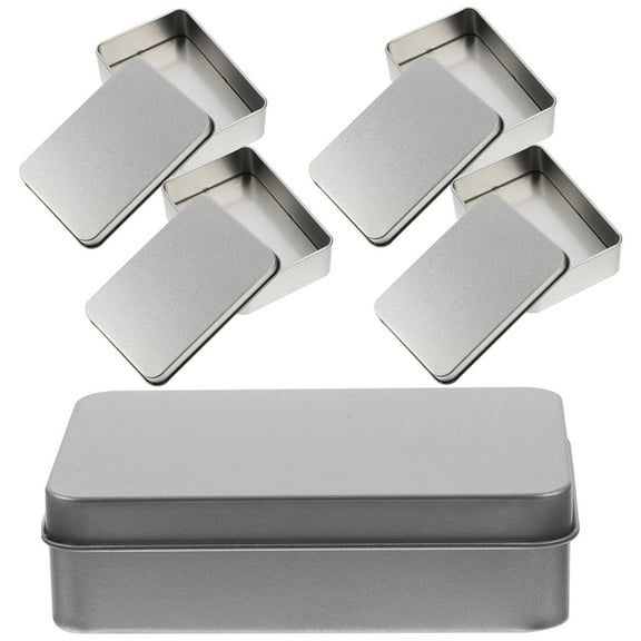 LITINKIMI Tinplate Storage Box Silver For Party Decorations 5Pcs 4.2x2.8x1.2in