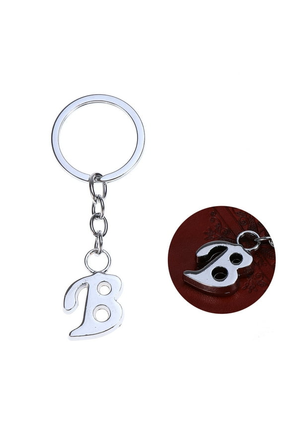 Simple Stylish Letter B Key Chain Metal Key Ring Alphabet Keychain Bag Pendant Charm Birthday Gift (Silver)