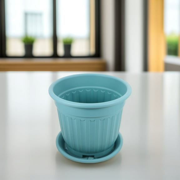 SEWCHICS Garden Flowerpot Blue PP Flower Pot Living Room 1Pack 11In