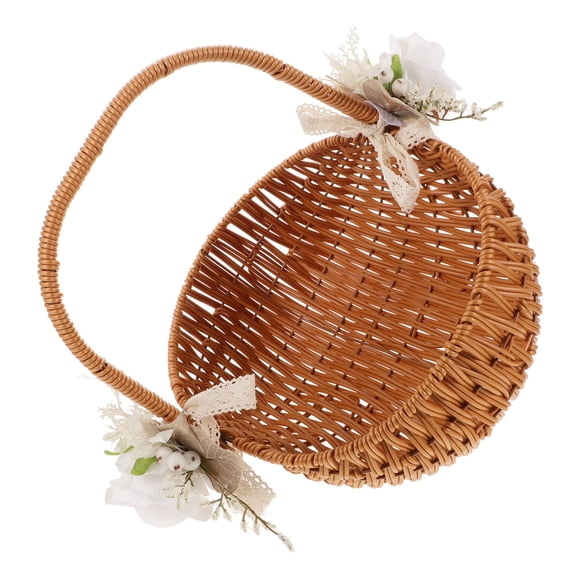 WHAMVOX Simulation Rattan Basket Handheld Fruits Basket Photo Prop Flower Storage Basket