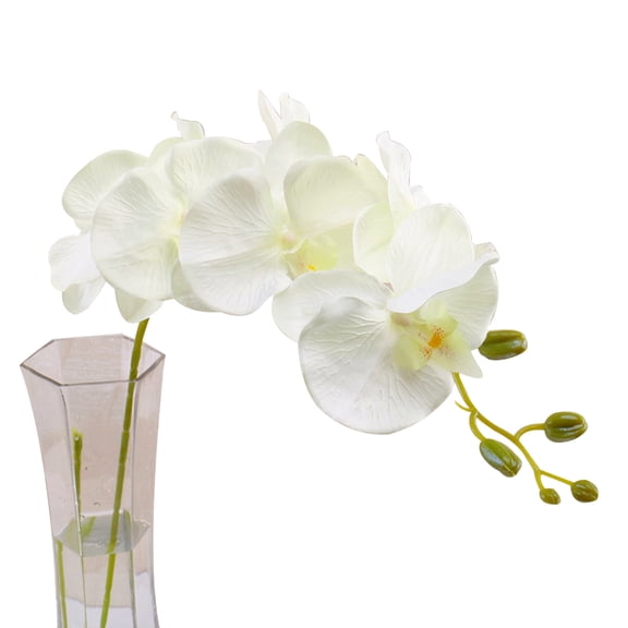 WHAMVOX Small Artificial Flowers Orchids Present Touch for New Home Wedding Decorations (White)