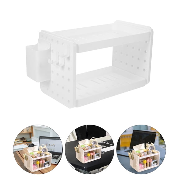 WHAMVOX  Small Desk Shelf Tabletop Storage Desktop Organizer Office White