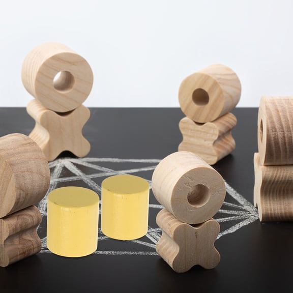 WHAMVOX Small Wooden Blocks for DIY Crafts Projects Made from Solid Wood Orange Cylindrical Shape 50pcs