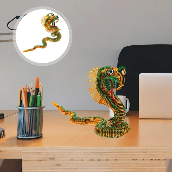WHAMVOX Snake Action Figures for Desk Fake Sculpture Ornament Office Green