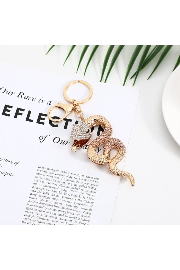 Snake Keychain with Rhinestone Alloy Material for Decoration Multi Color 7 Inches
