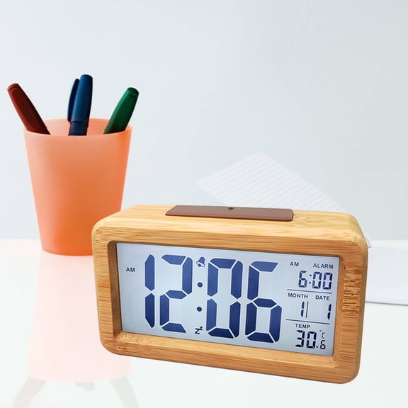 WHAMVOX Wood Digital Electronic Alarm Clock Battery Operated for Bedroom Kids and Child Use