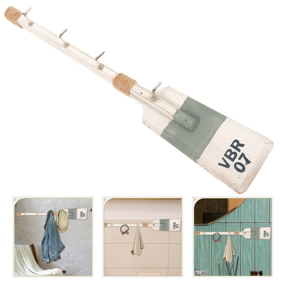 WHAMVOX Solid Wood Oar Hook Nautical Decorations Coat Hangers Seaside Grey