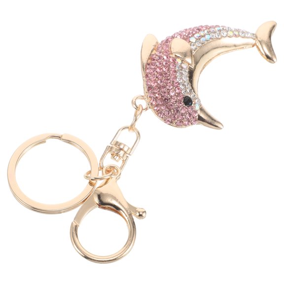 WHAMVOX Sparkly Handbag Charms Rhinestone Keychain Accessories Women Dolphin Purse Charms Ocean Theme Dolphin Keychain with Rhinestones
