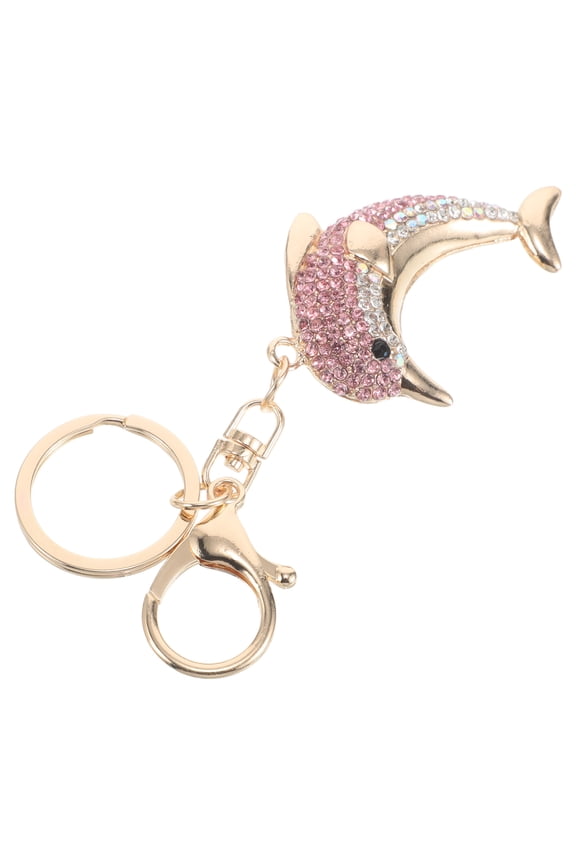Sparkly Handbag Charms Rhinestone Keychain Accessories Women Dolphin Purse Charms Ocean Theme Dolphin Keychain with Rhinestones