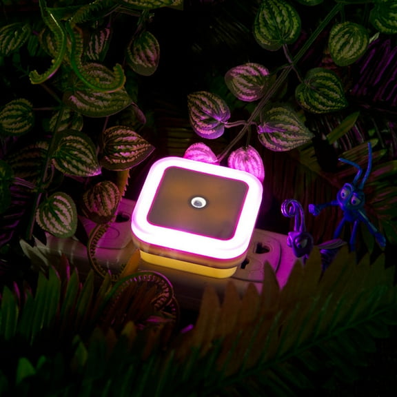 WHAMVOX Square Wall Plug LED Night Light with Sensor for Indoor Decoration and Lighting Red ABS Material Energy Saving