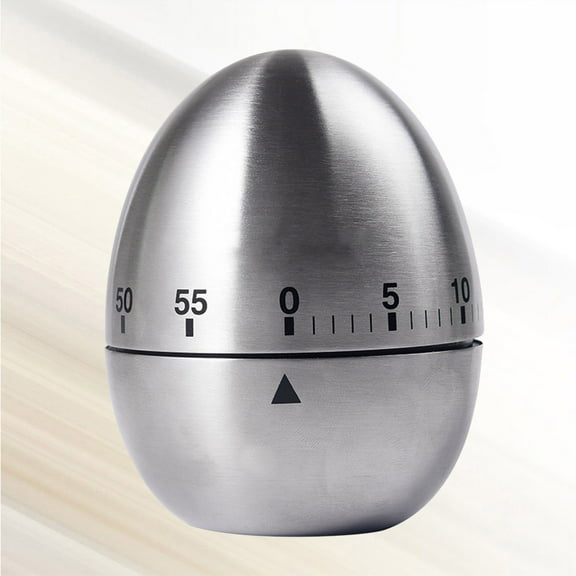 WHAMVOX Stainless Steel Egg Shape Mechanical Timer Manual Countdown for Cooking Kitchen Reminder Silver