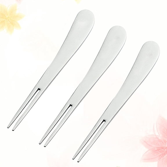 WHAMVOX Stainless Steel Fruit Forks 2 Prong Design for Eating Use Safe and Silver Color 3 Pieces