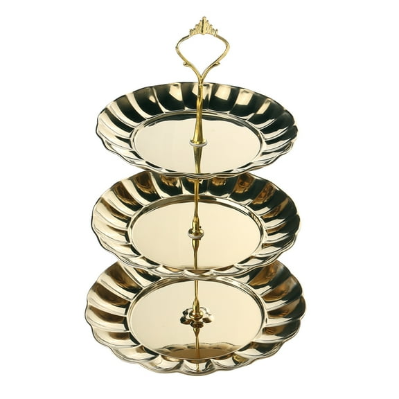 WHAMVOX Stainless Steel Fruit Plate 3 Tier Cake Stand Dessert Stands Trays Golden