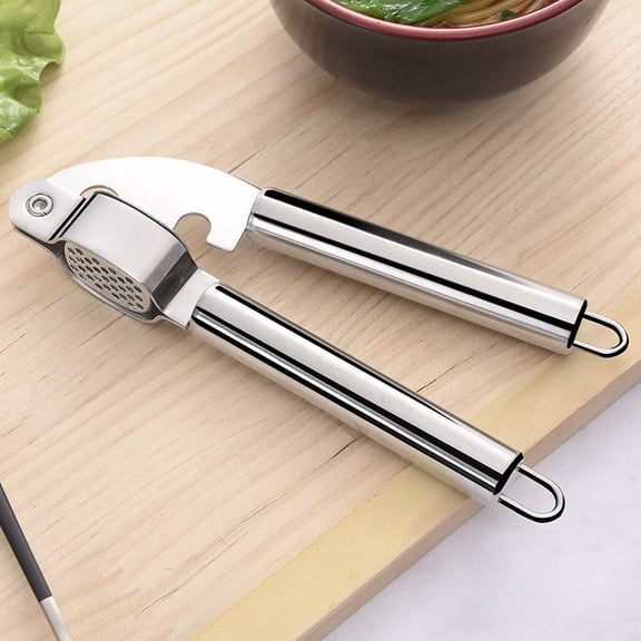 WHAMVOX Stainless Steel Garlic Press and Nut Cracker for Kitchen Use Silver Easy Clean Size 7.5 x 2.5 x 1.5 inches