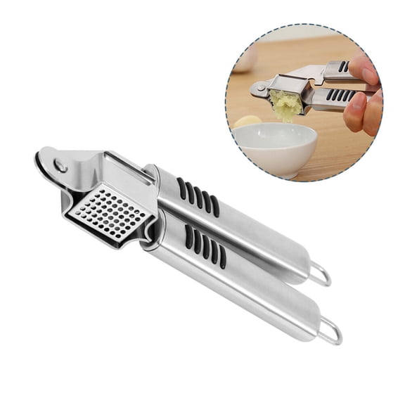 WHAMVOX Stainless Steel Garlic Press with Uniform Hole Design, Easy to Clean, 3.5 Inch Kitchen Gadget for Home Cooking