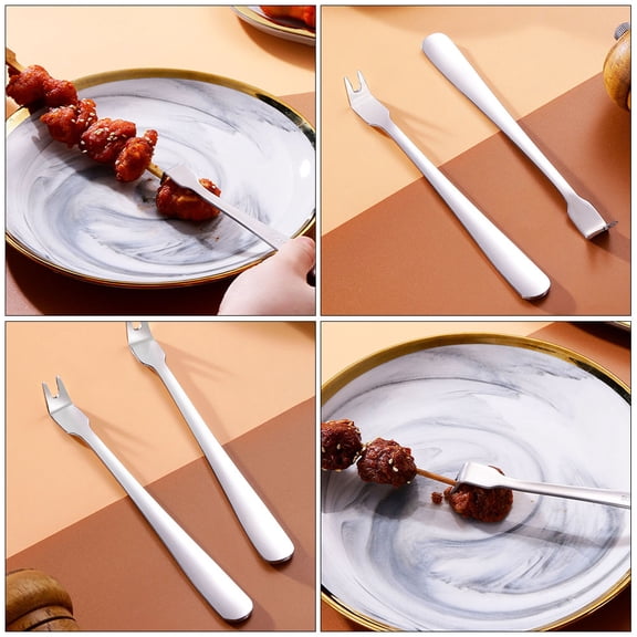 WHAMVOX Stainless Steel Grill Fork for Barbecue with Long Handle Keeps Safe Distance from Heat 2Pcs