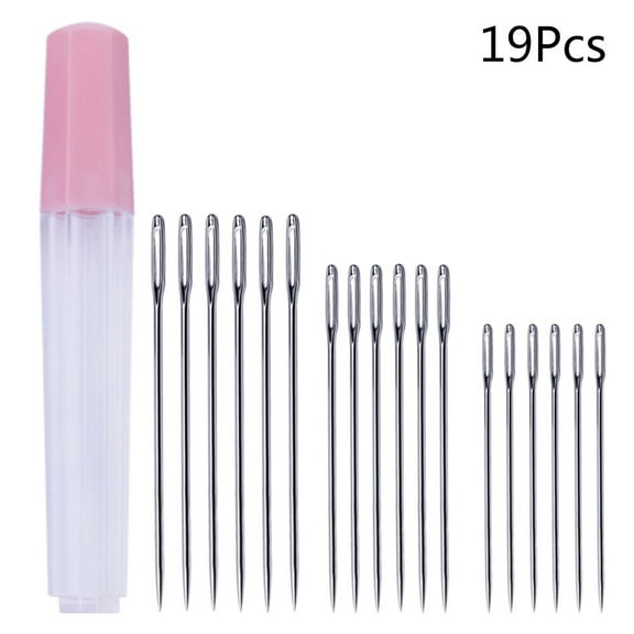 WHAMVOX Stainless Steel Large Eye Sewing Needles with Pointed Tips for Easy Threading and Crafting Projects Silver