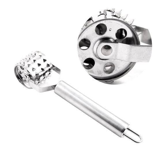 WHAMVOX Stainless Steel Meat Hammer Roling Hammer Pizza Cookie Baking Punch Tool (Silver)