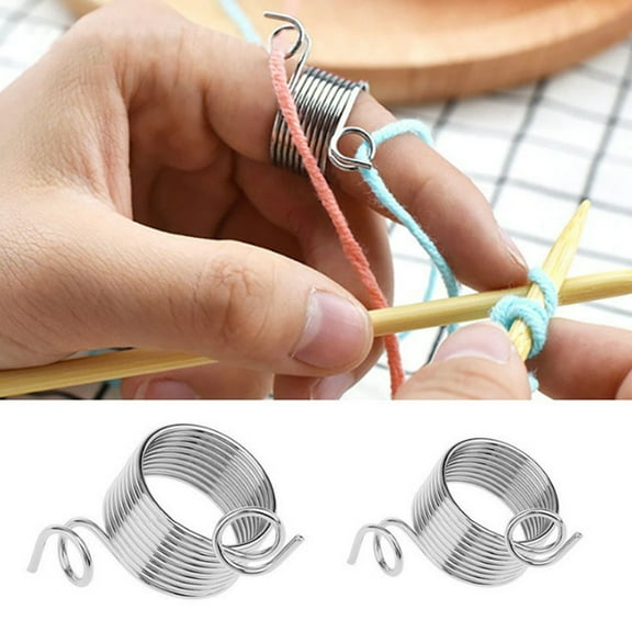 WHAMVOX Stainless Steel Metal Yarn Guide Knitting Thimble Wool Weaving Tool for Knitting - Large