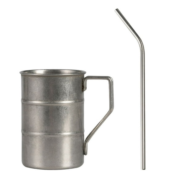 WHAMVOX Stainless Steel Mug for Home Use Silver Color Easy to Clean with Flat Base 12 oz