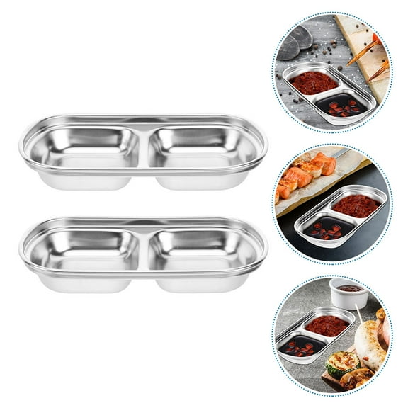 WHAMVOX Stainless Steel Sauce Dishes for Kitchen Use Silver Color and Practical 2 Pieces