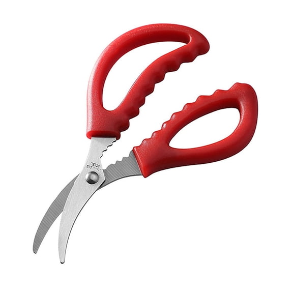WHAMVOX Stainless Steel Seafood Scissors with Ergonomic Handles for Kitchen Use 3pcs Red